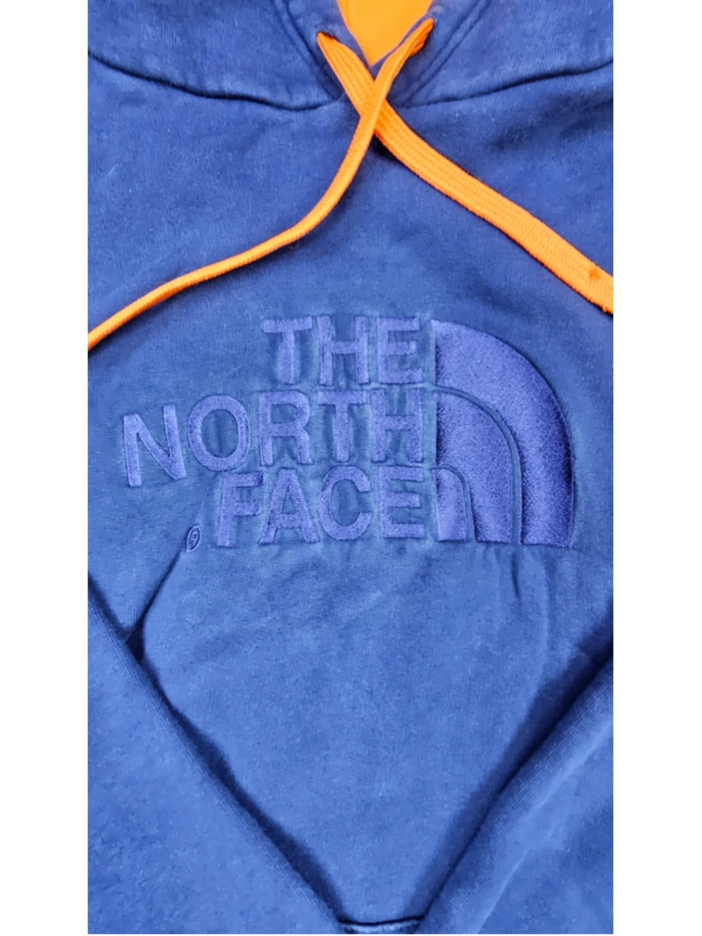 The North Face Men’s Navy Blue Orange Lined Embroidered Logo Hoodie XL